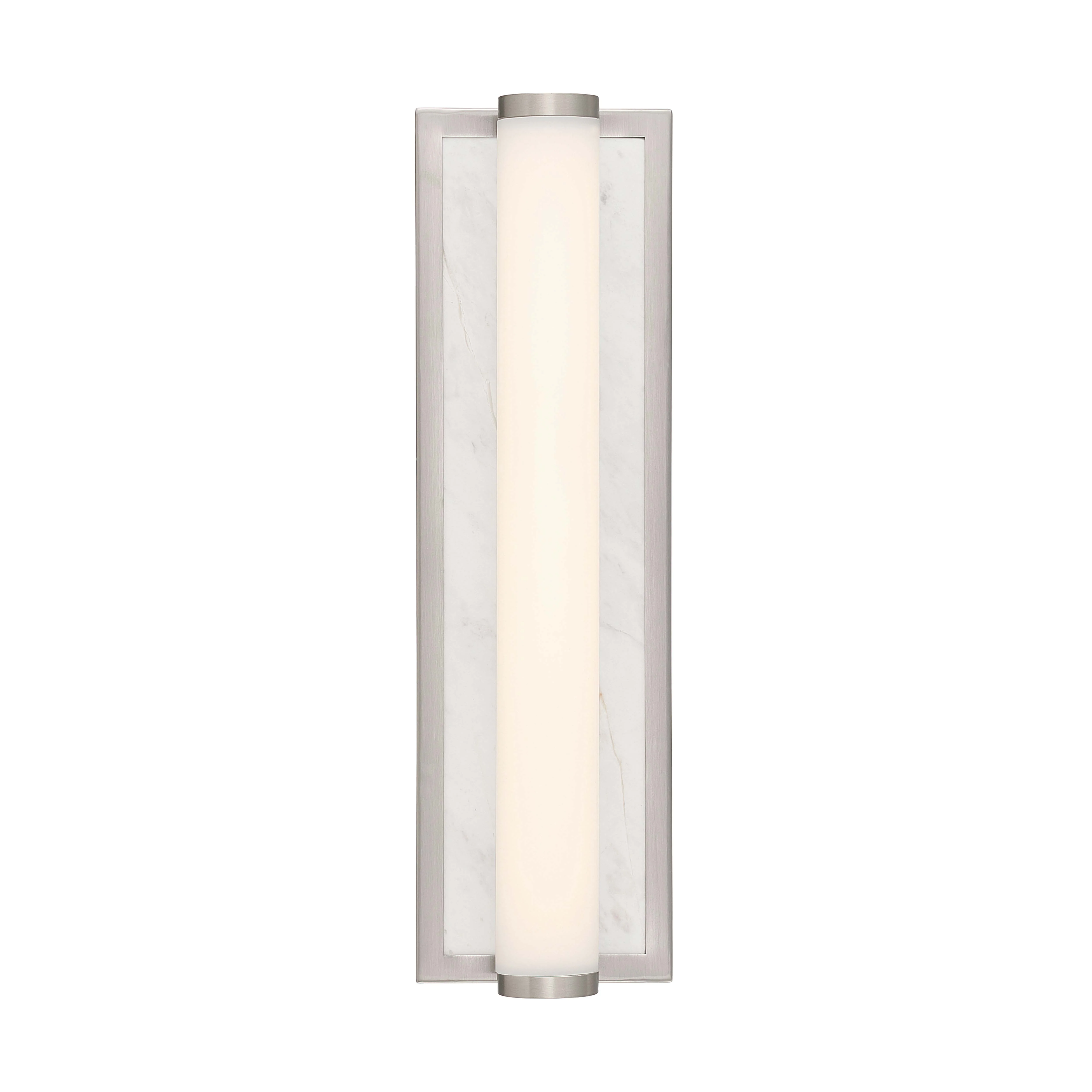 Stratum Integrated LED 18in Vanity in Brushed Nickel with Jazz White Marble - Image 6