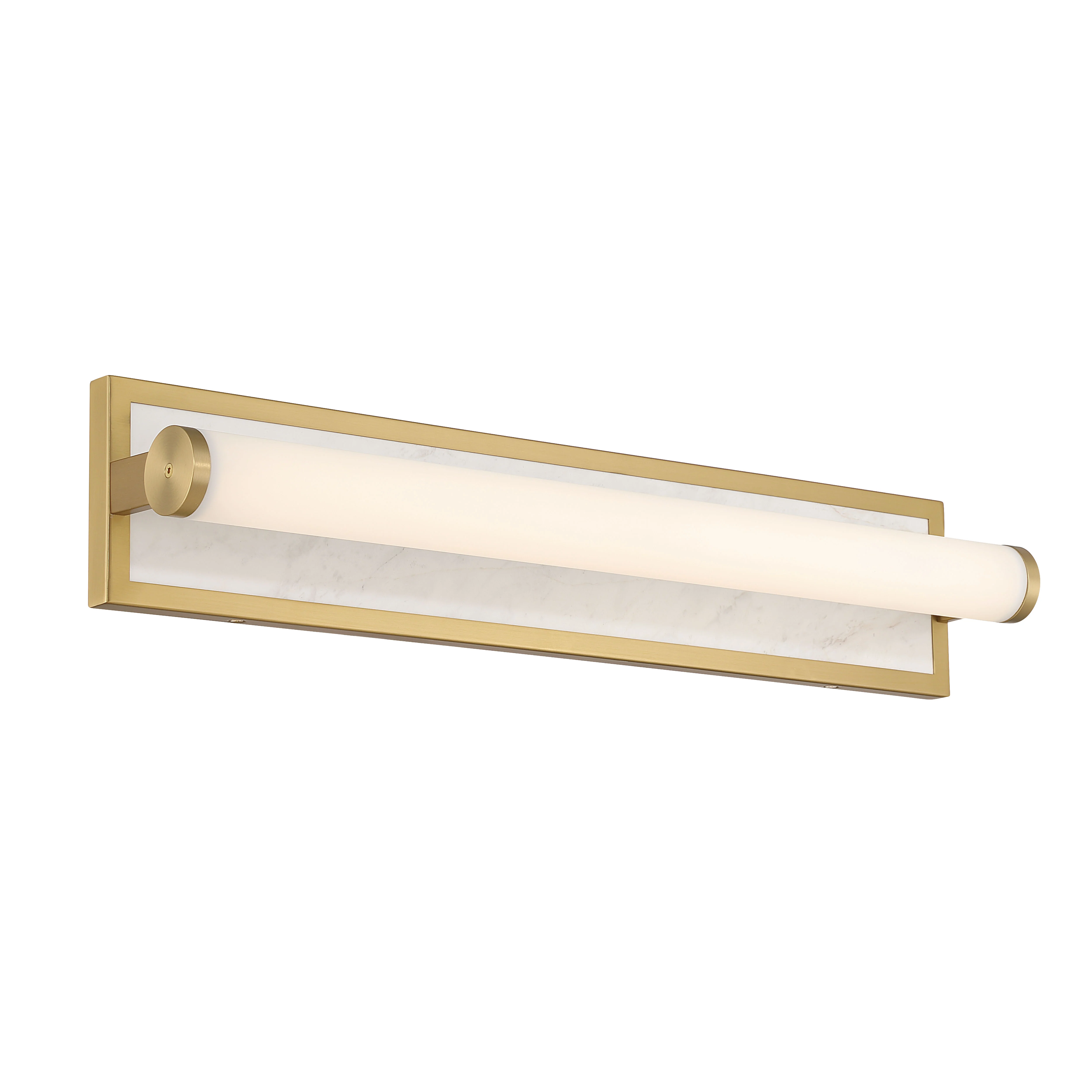 Stratum Integrated LED 24in Vanity in Brushed Champagne Brass with Jazz White Marble - Image 2