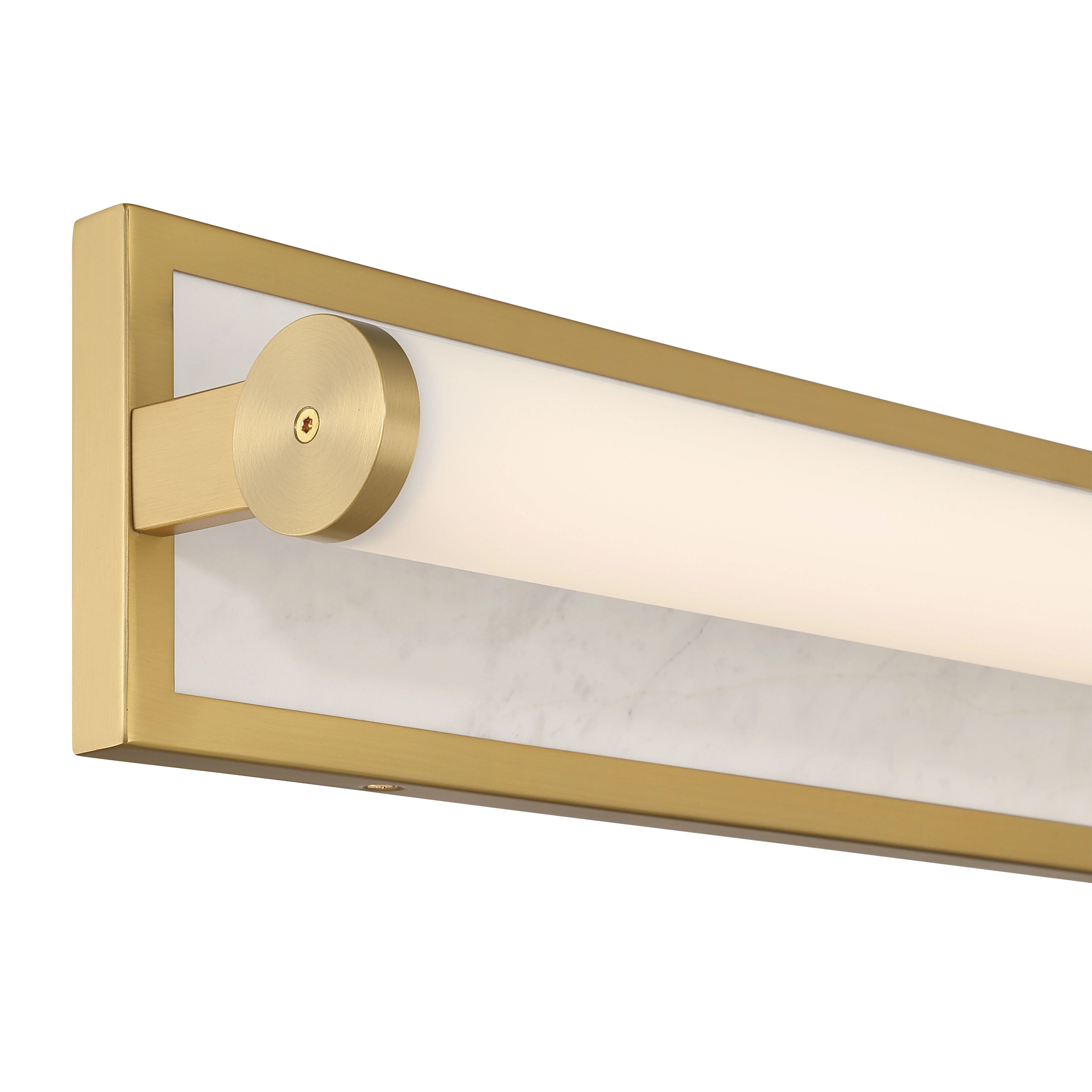 Stratum Integrated LED 24in Vanity in Brushed Champagne Brass with Jazz White Marble - Image 7