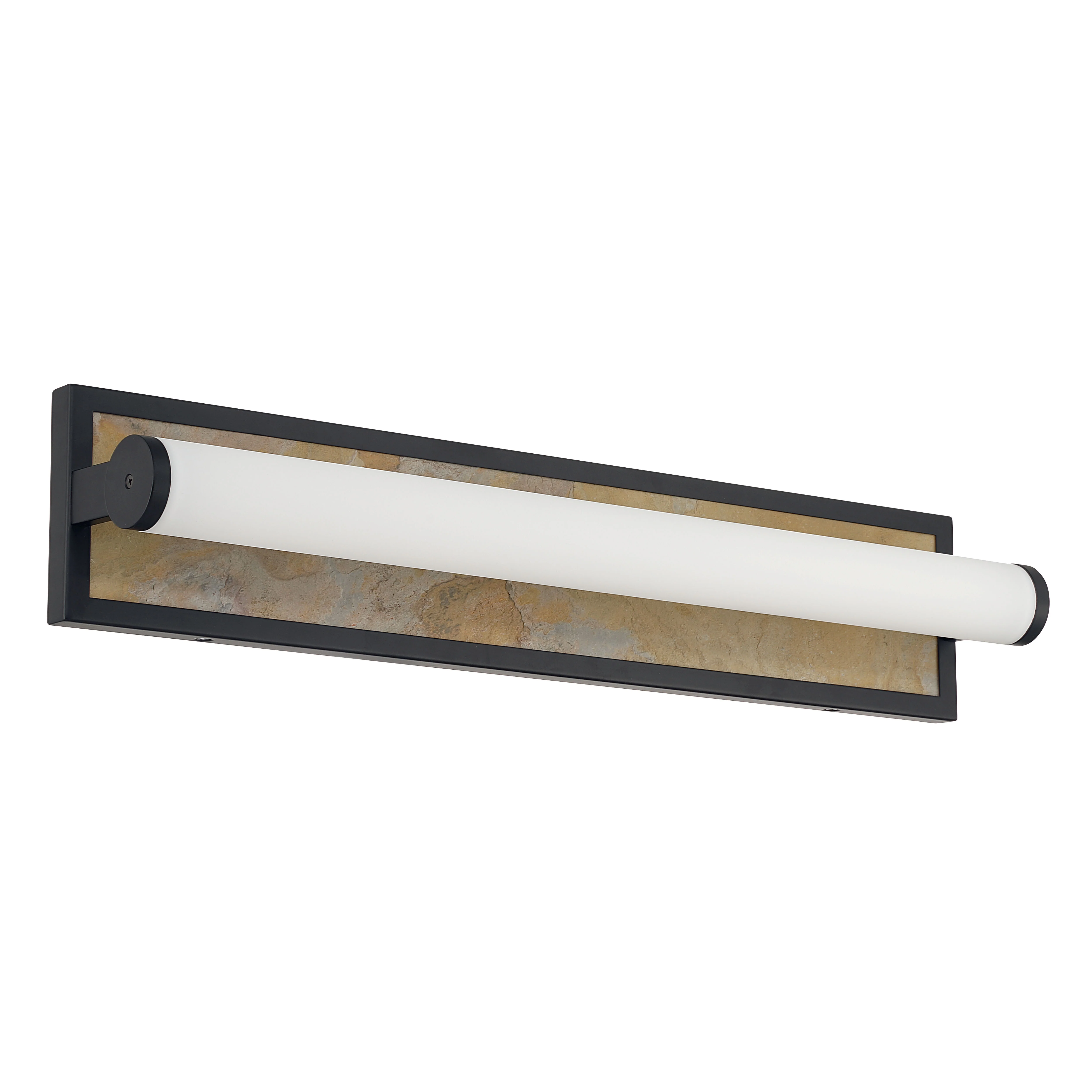 Stratum Integrated LED 24in Vanity in Matte Black with Moon Rock Slate - Image 2