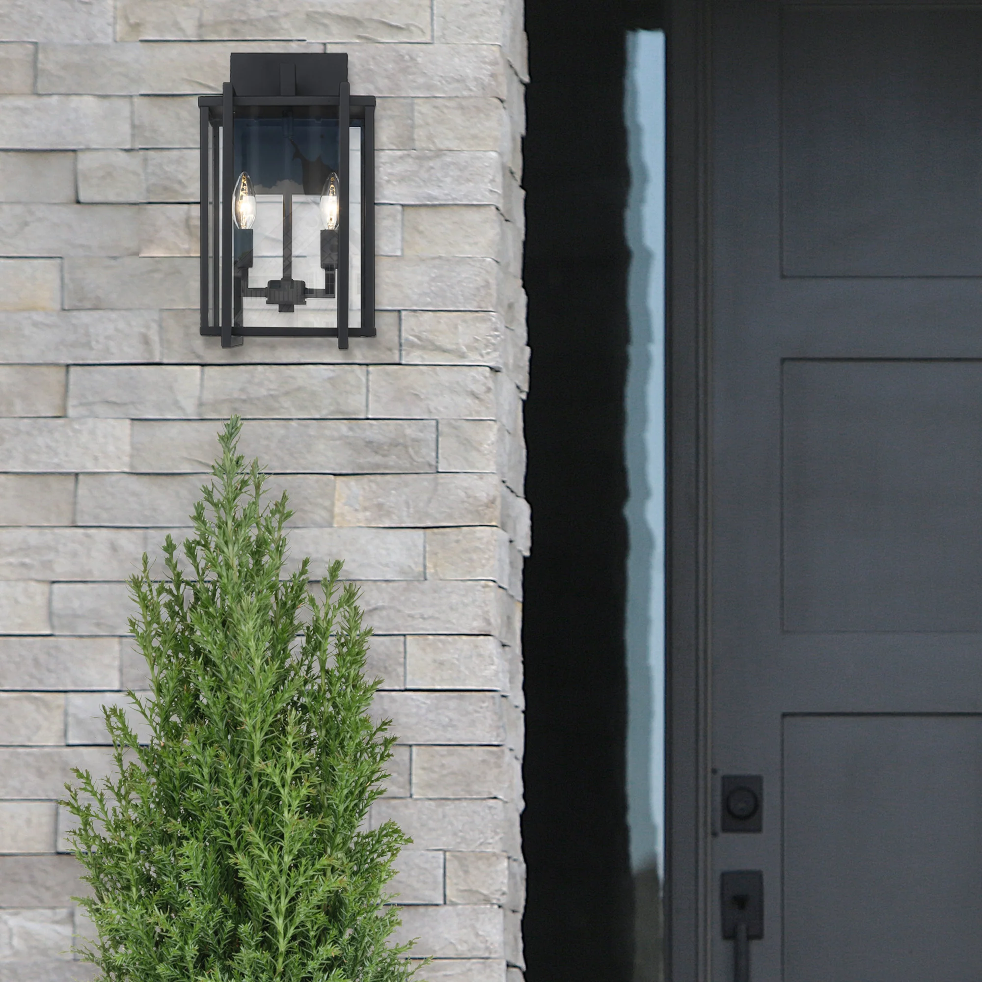 Tribeca 2-light Outdoor Wall in Natural Black - Image 5