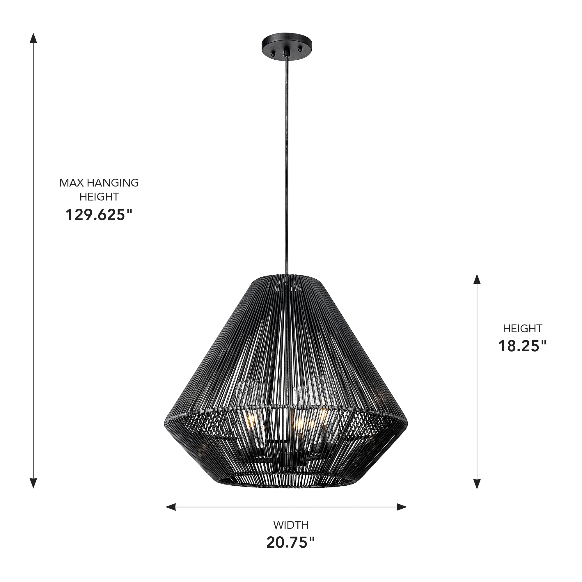 Valentina 3-light Outdoor Pendant in Natural Black - Image 4