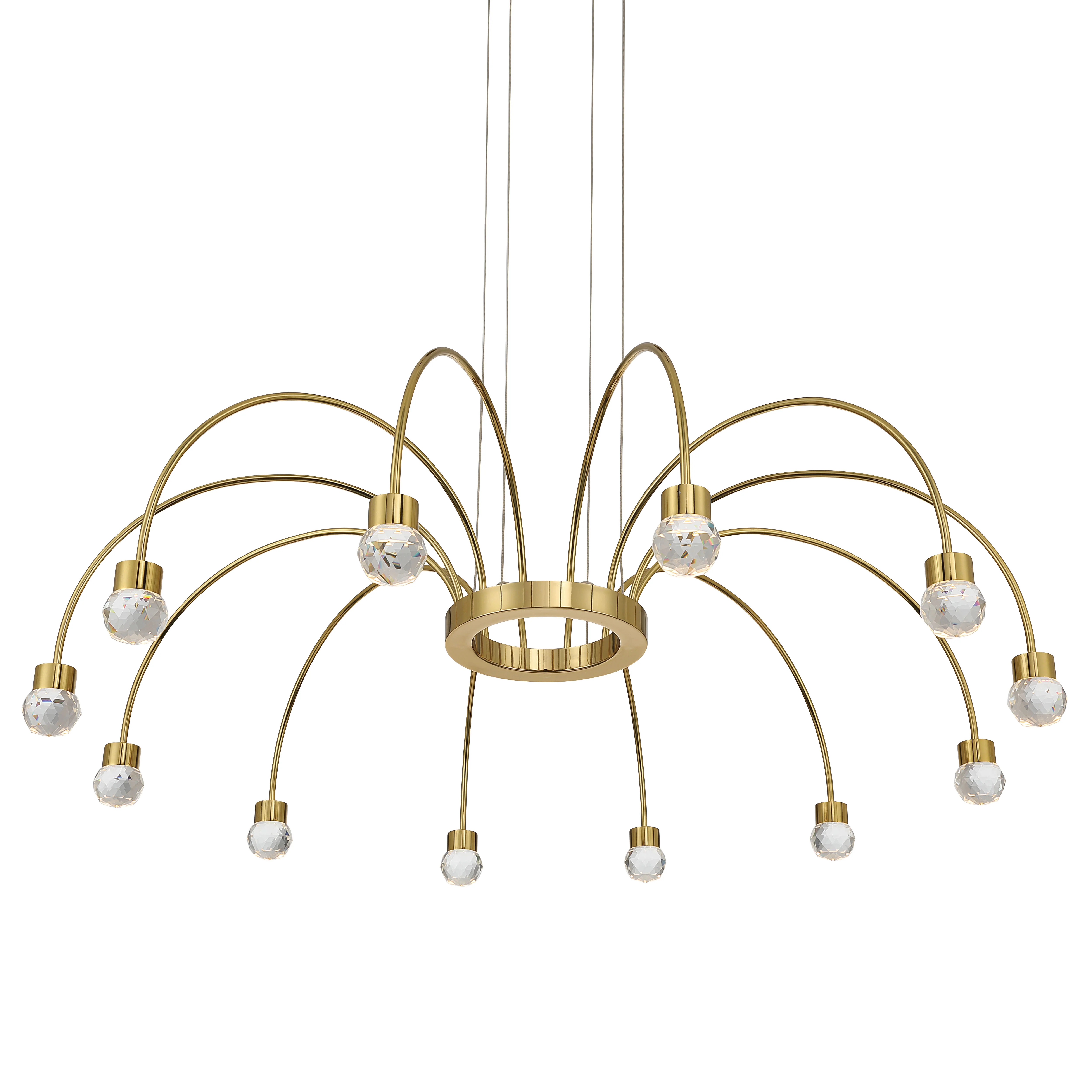 Vario Integrated LED 12 light Chandelier in Titanium Gold with Crystal diffusers