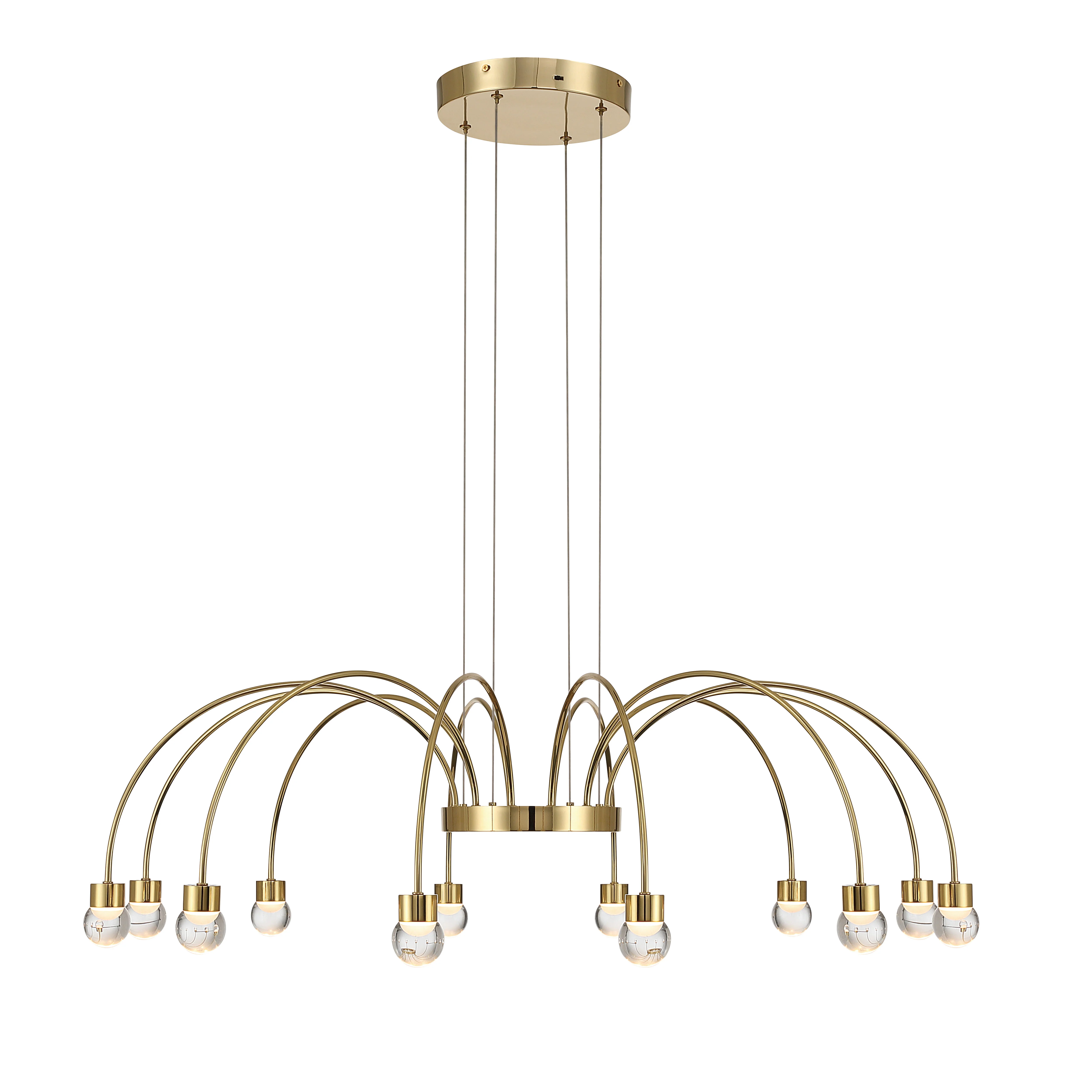 Vario Integrated LED 12 light Chandelier in Titanium Gold with Globe diffusers - Image 4