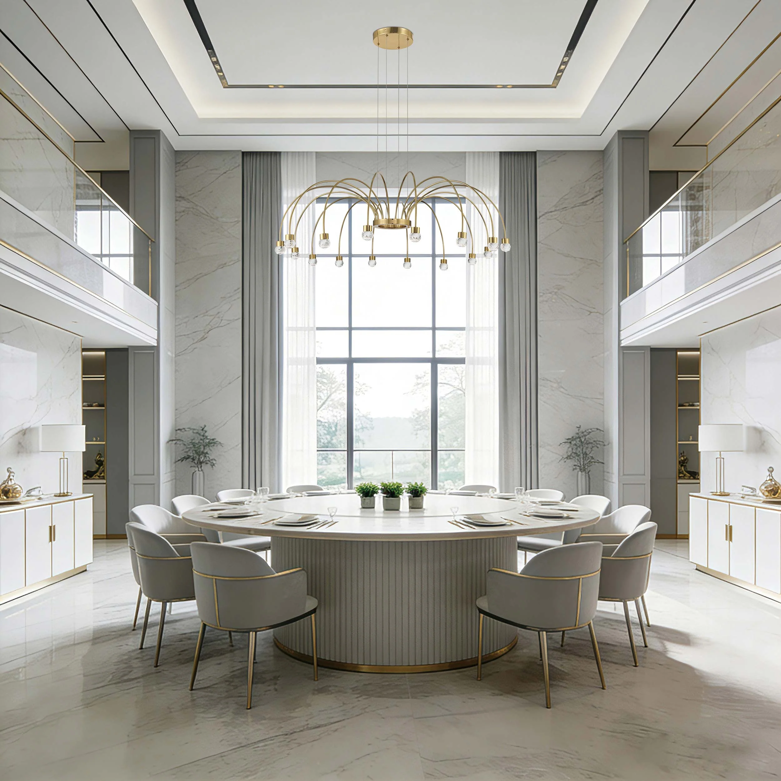 Vario Integrated LED 16 light Chandelier in Titanium Gold with Crystal diffusers - Image 9