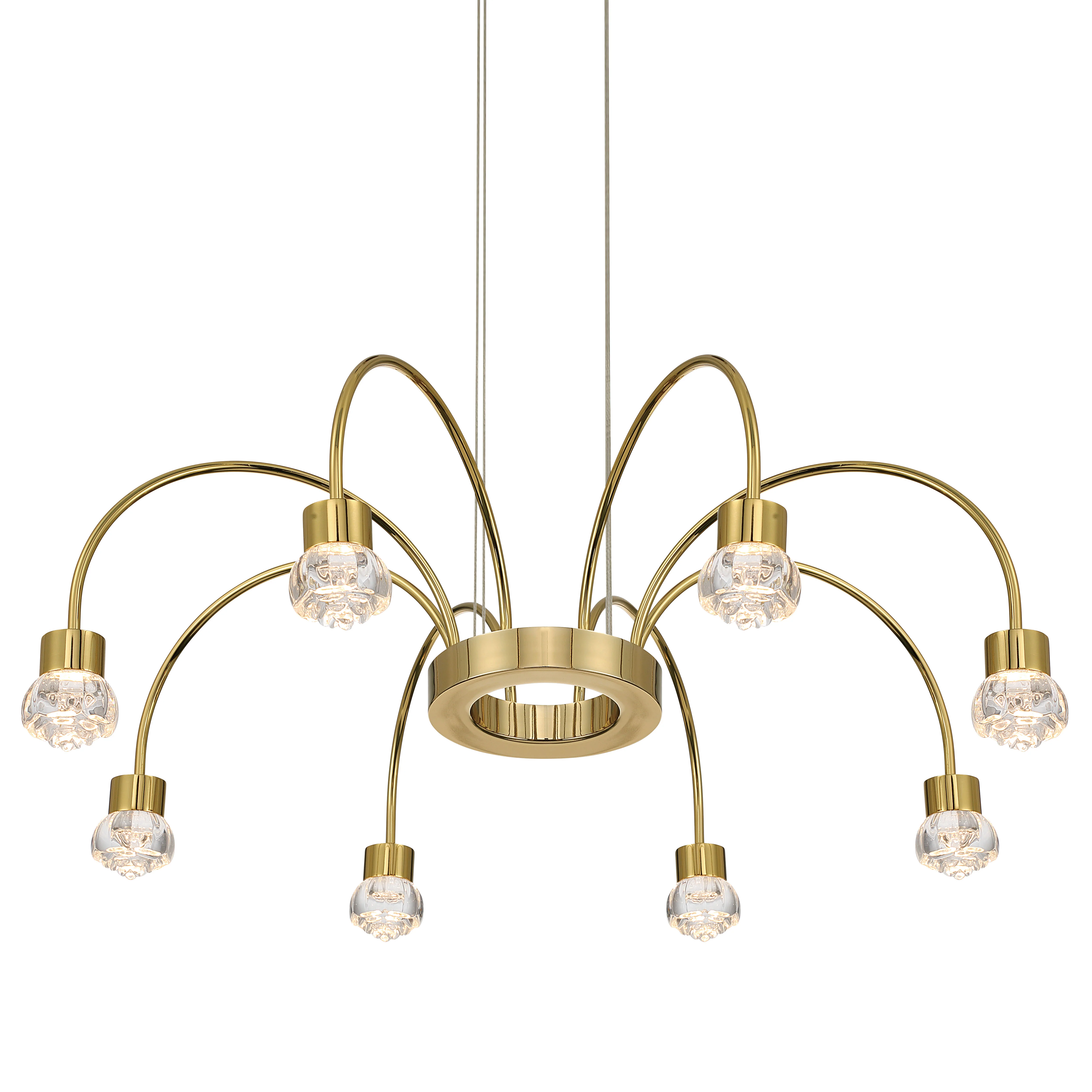 Vario Integrated LED 8 light Chandelier in Titanium Gold with Rose diffusers