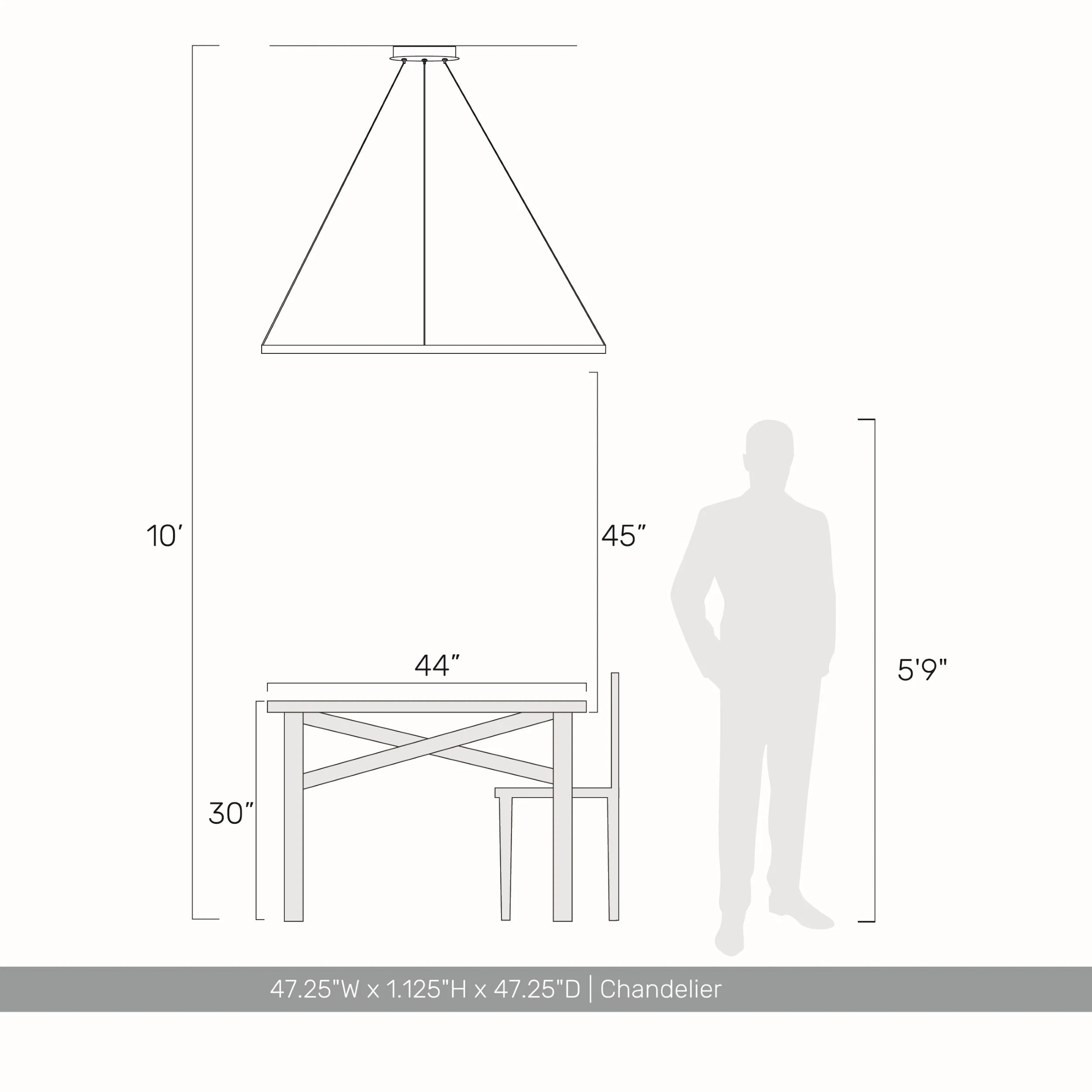 Veritas 47" Bi-directional LED Chandelier in Sand White - Image 4