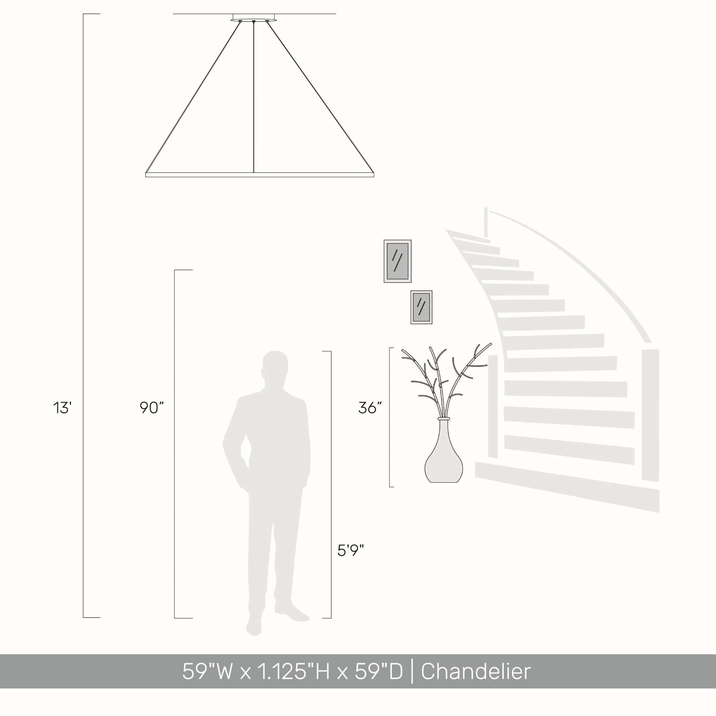 Veritas 59" Bi-directional LED Chandelier in Sand White - Image 4