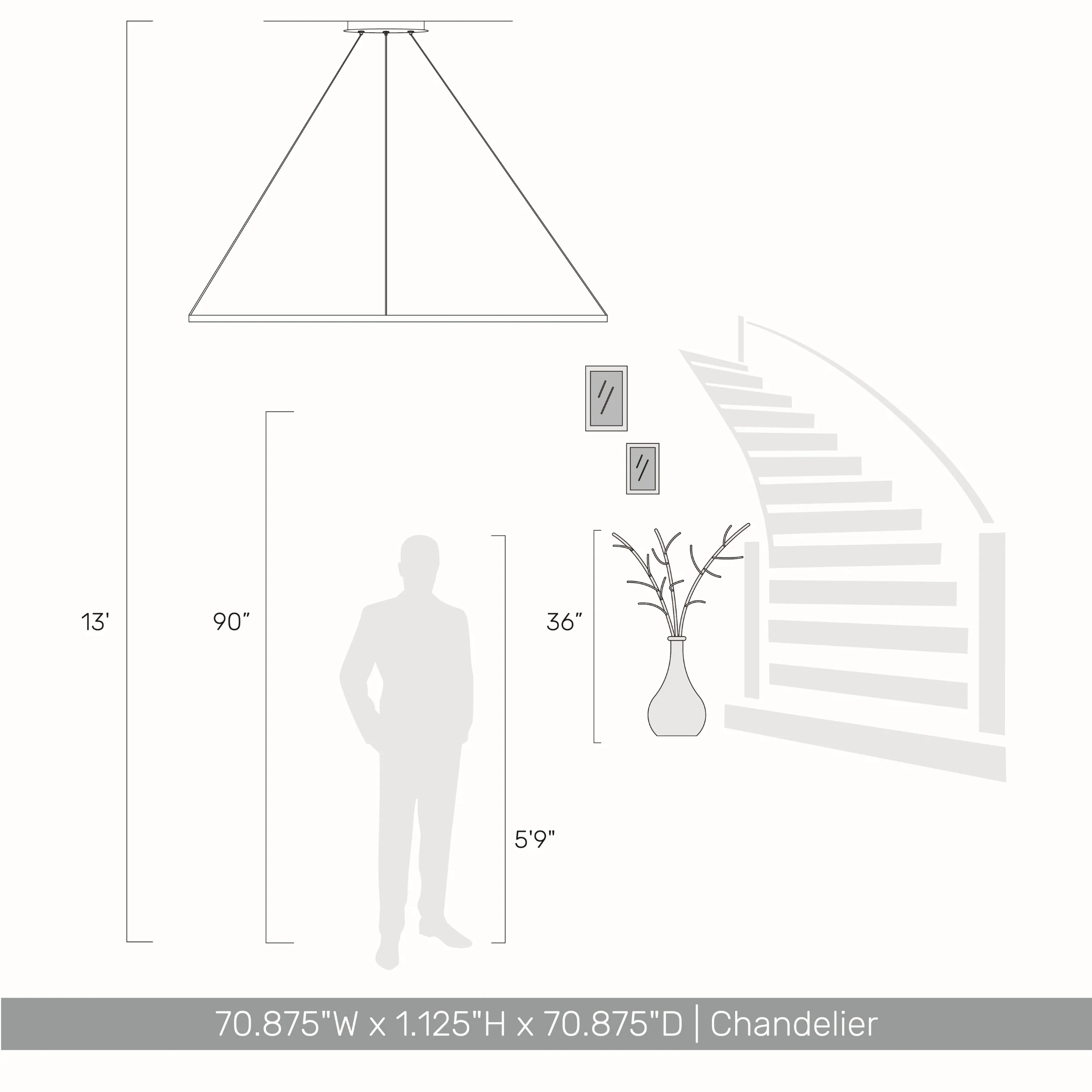 Veritas 71" Bi-directional LED Chandelier in Sand Black - Image 4