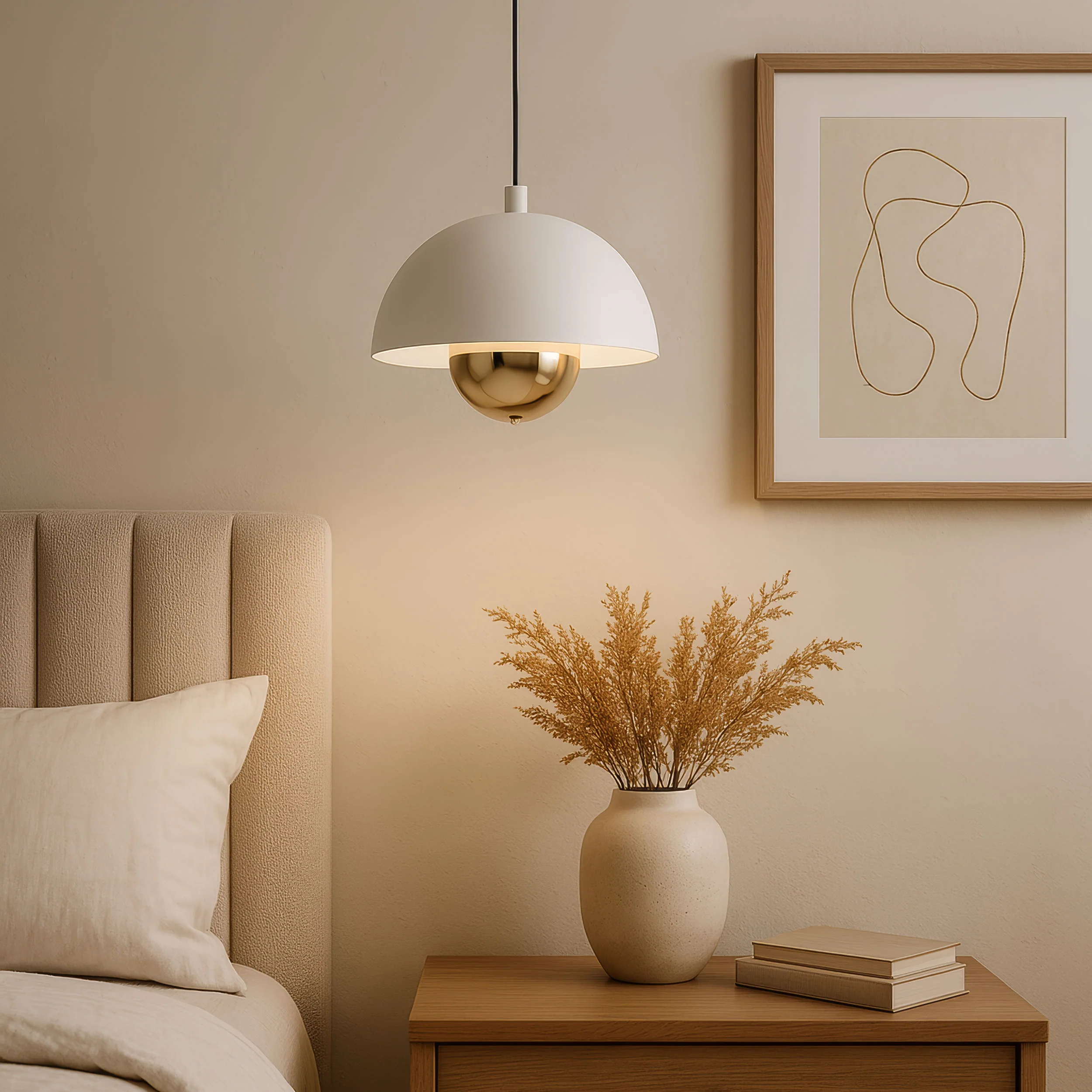 Vintra Integrated LED Pendant in Sand White and Copper shade - Image 10