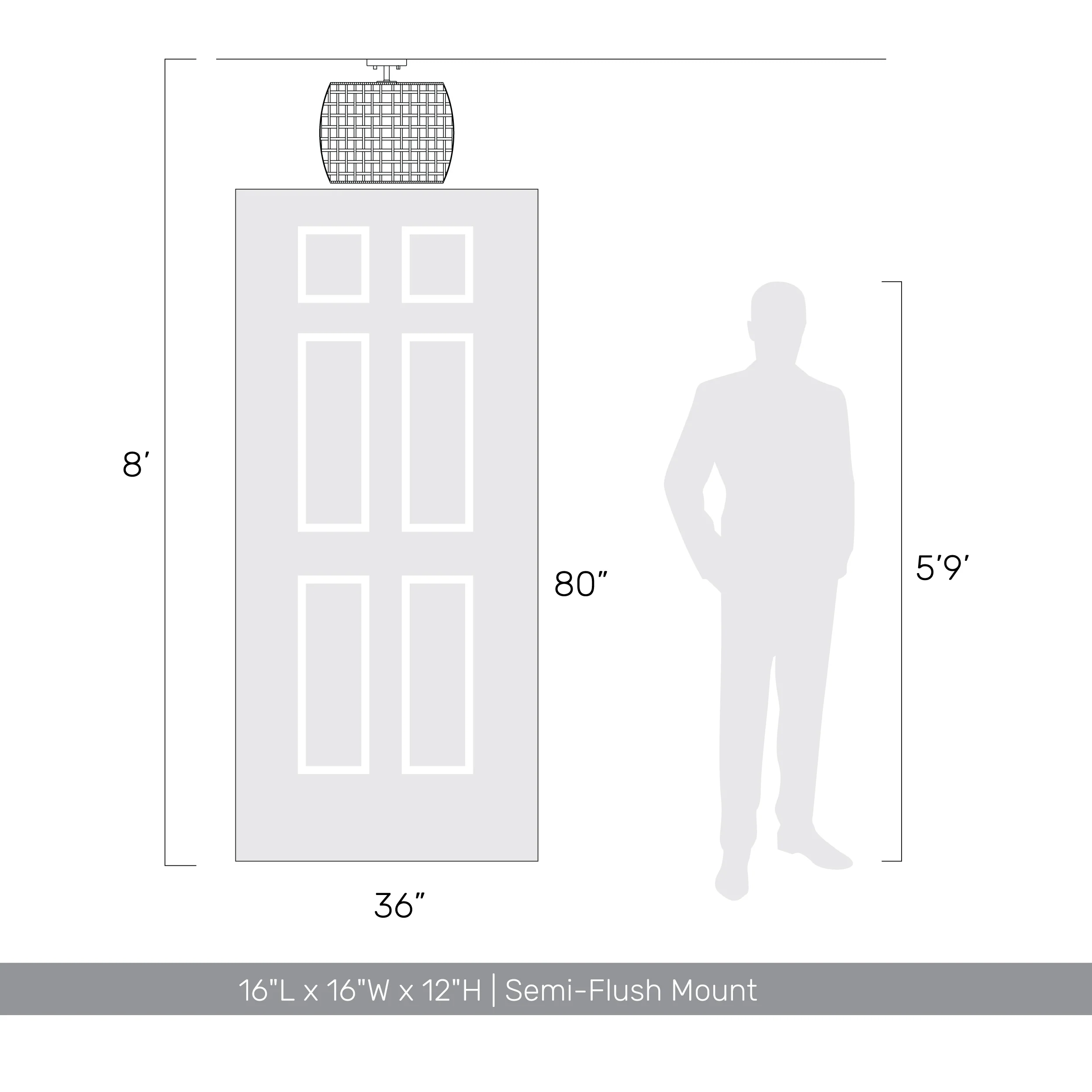 Weavelight 3-light Semi-Flush Mount in Natural Black - Image 9