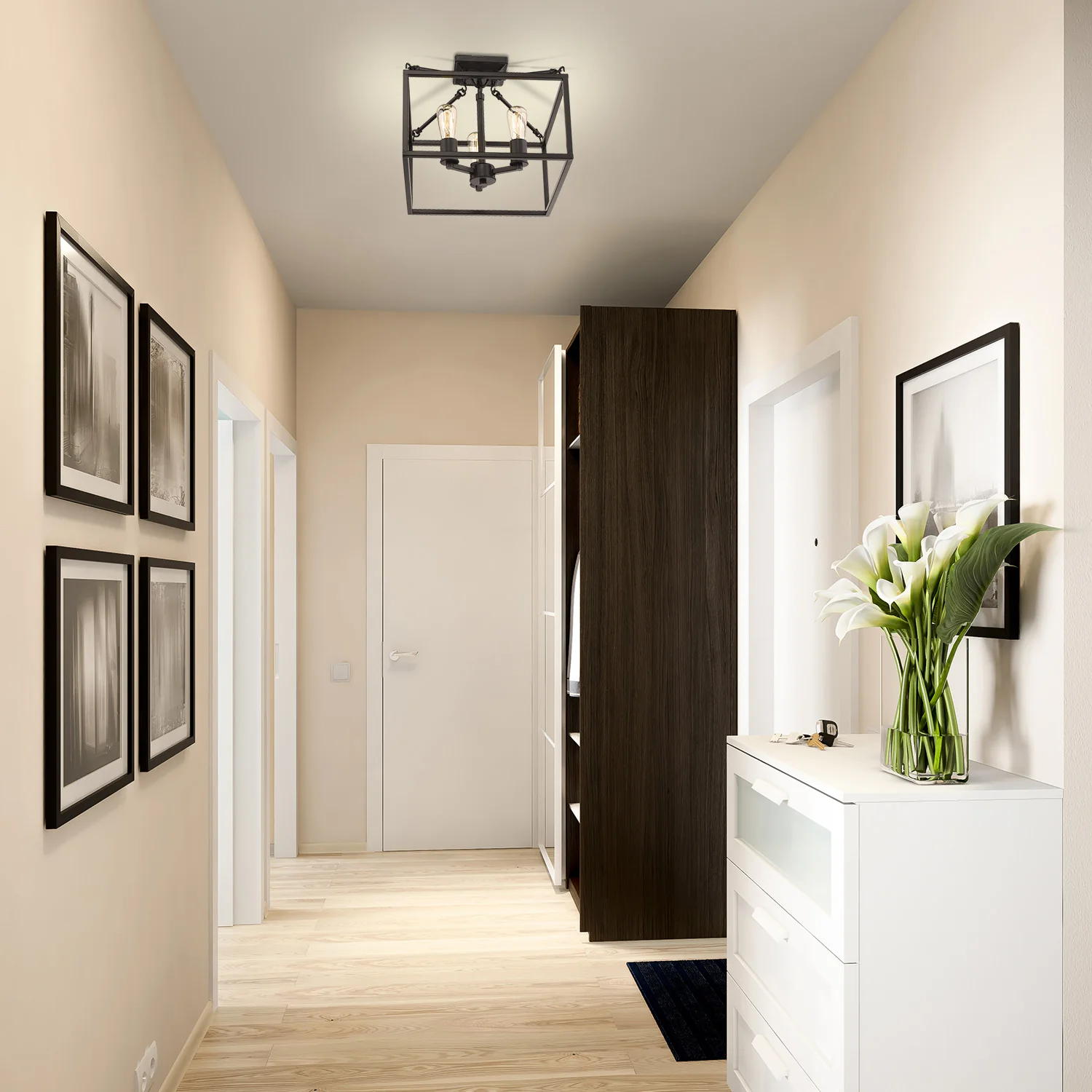 Wesson 3-light Semi-Flush Mount in Matte Black - Image 5