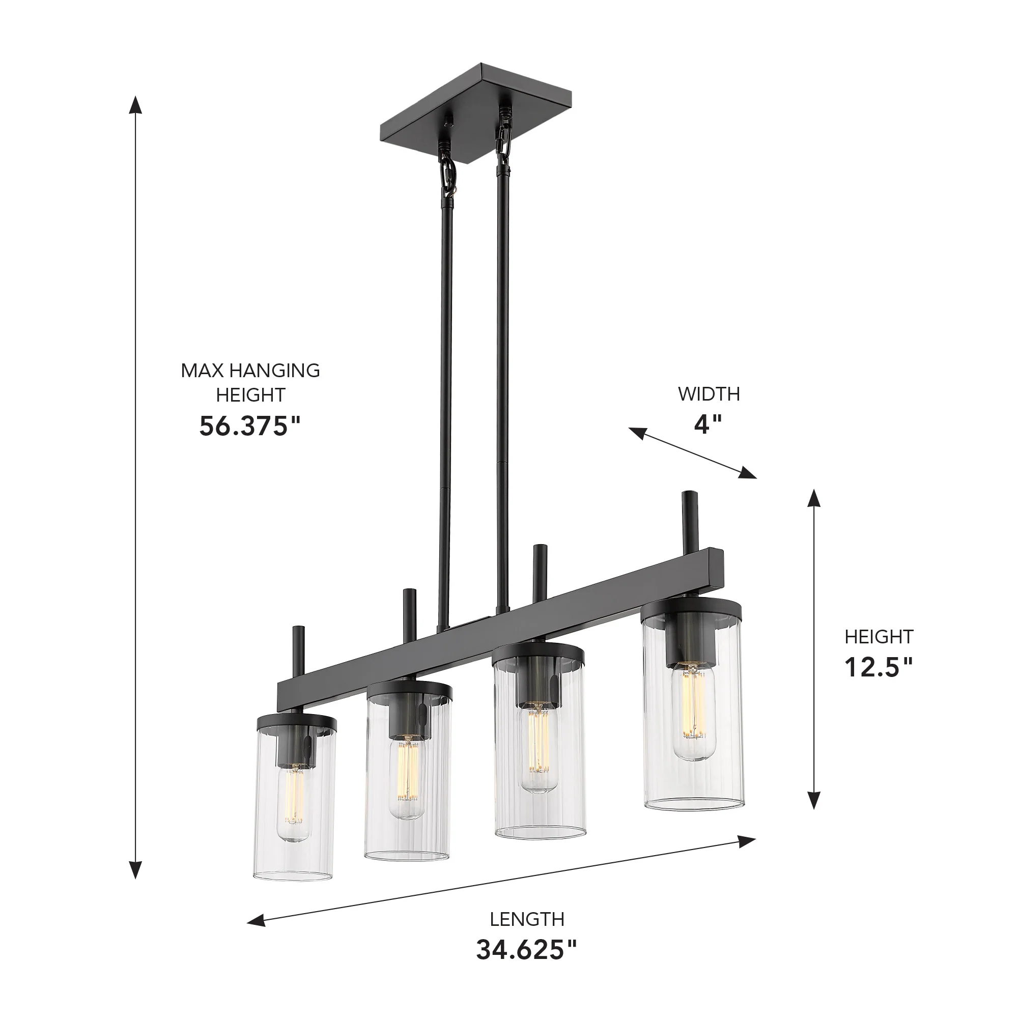 Winslett 4-light Island Light in Matte Black - Image 4