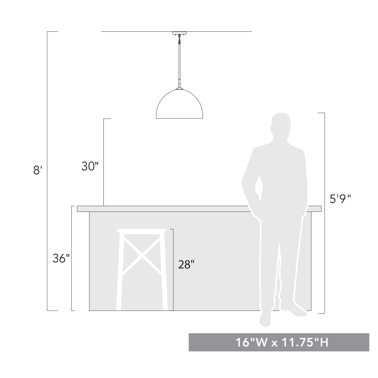 Zoey 1-light 16in Pendant in Matte Black - Image 6
