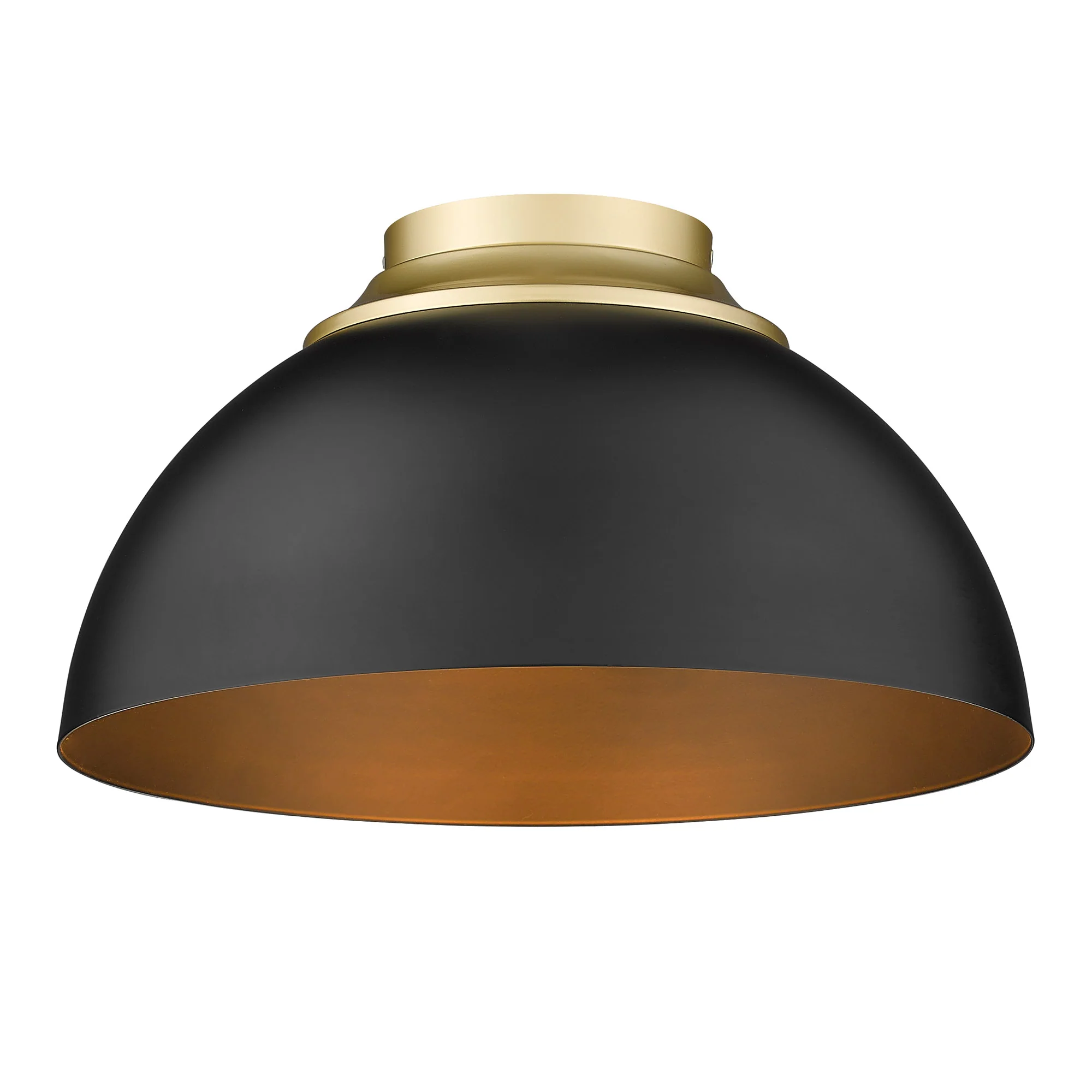 Zoey 3-light Flush Mount in Olympic Gold and Matte Black shade