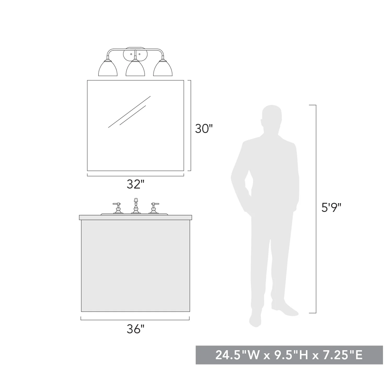 Zoey 3-light Vanity in Olympic Gold and Matte Black shade - Image 4